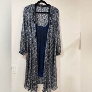 Lucky Brand Blue and White Midi Dress